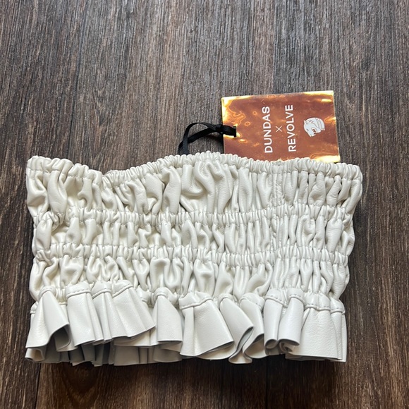 Aryn Leather Crop Top in Ivory - Picture 2 of 5